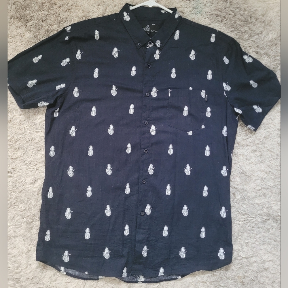 Men's Navy Pineapple Print Shirt